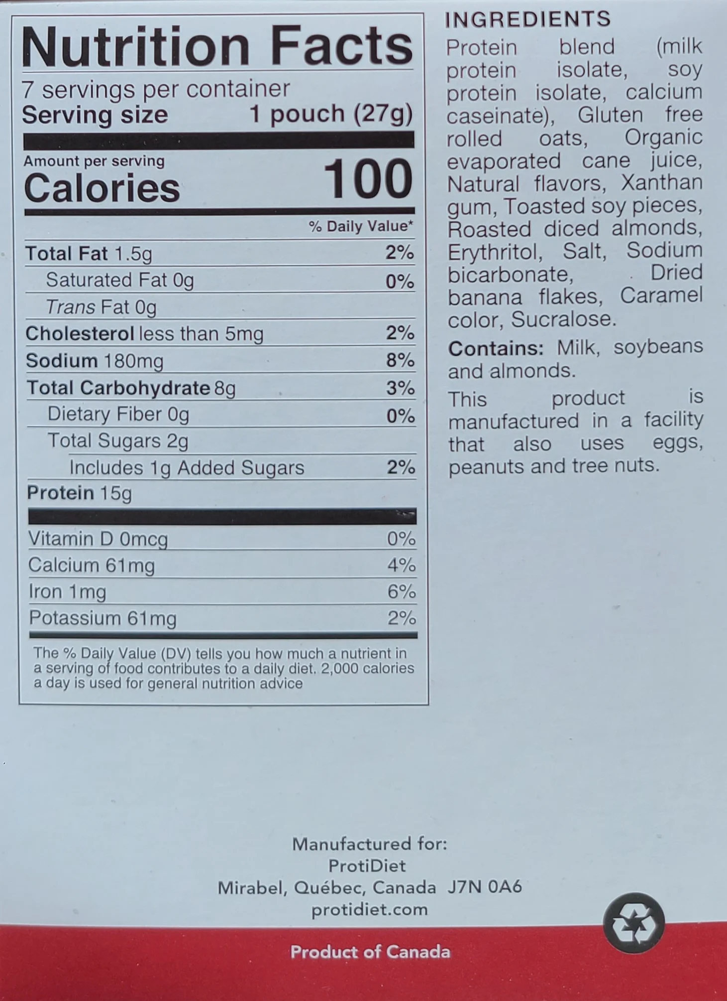 Banana Nut Oatmeal - ProtiDiet - Image 3